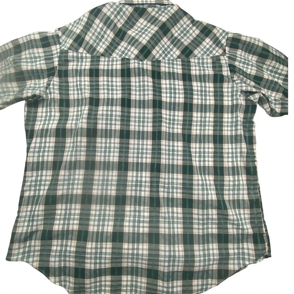 Ely Cattleman Mens XXL Green Plaid Western Pearl Snap Short Sleeve Shirt